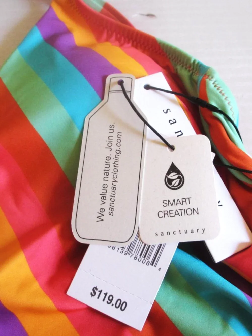 Sanctuary Strappy-Back High-Leg One Piece Swimsuit SMALL Striped Multi $119 - Picture 8 of 10